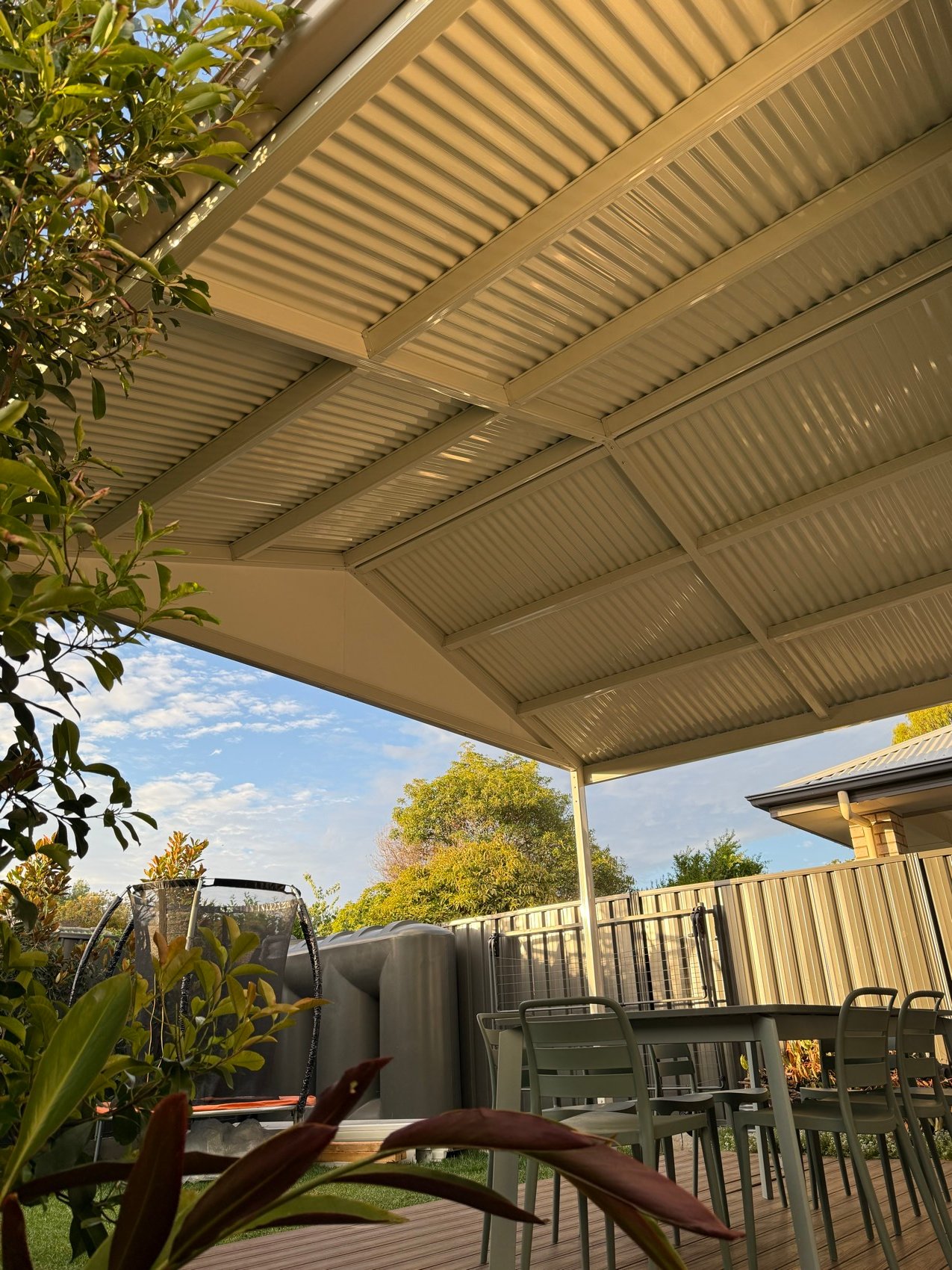 Gable pergola underside